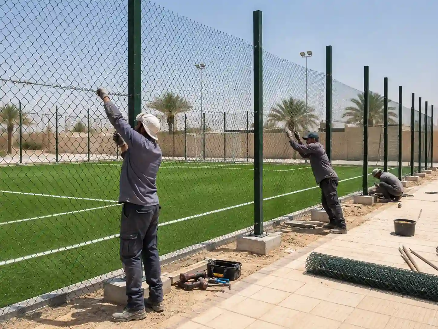 طريقة تركيب شبك الملاعب